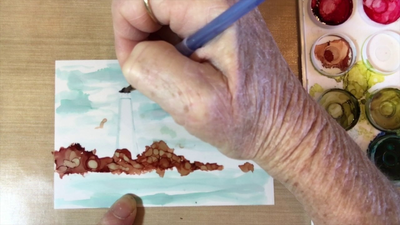 Lighthouse Alcohol Ink Tutorial by Sharen Harris