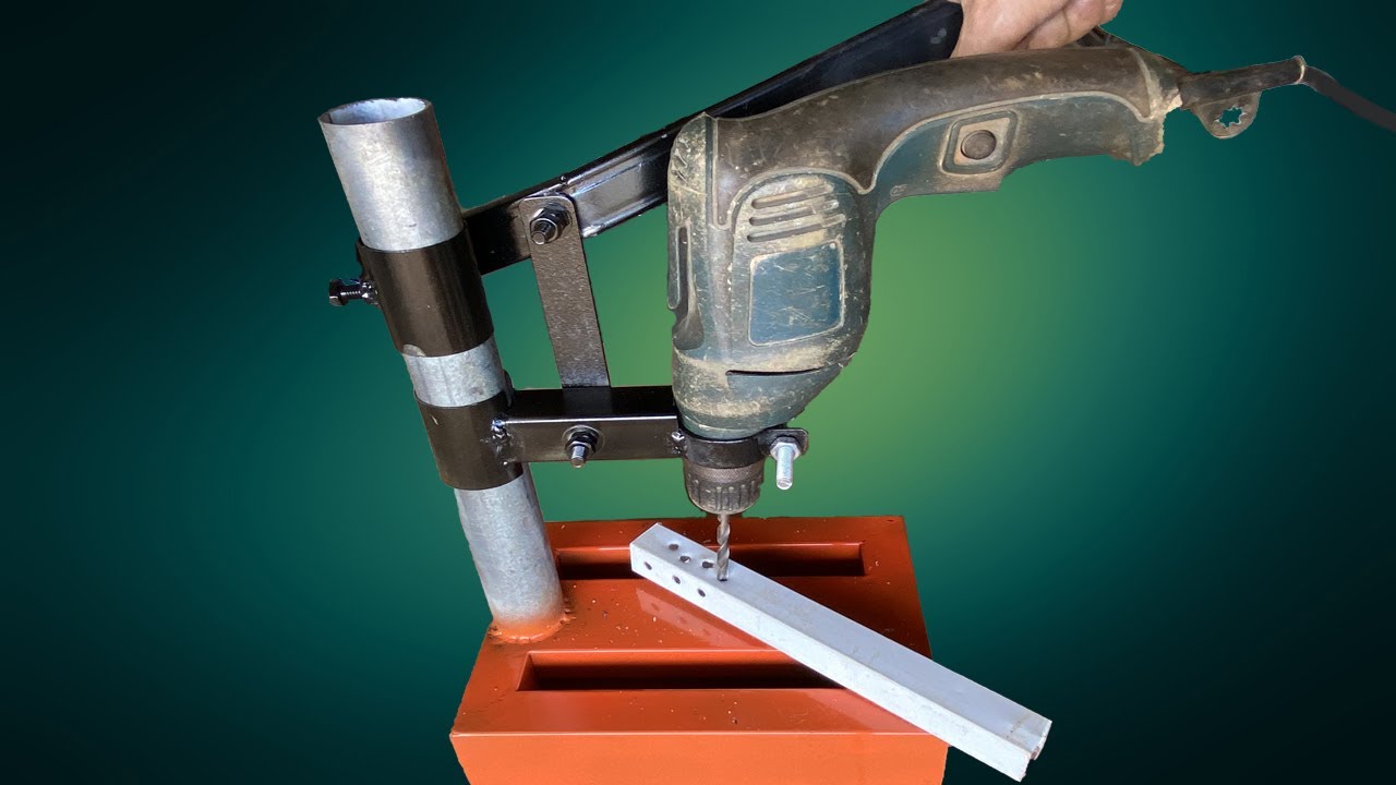 Cách Tự chế máy khoan bàn mini từ sắt vụn đơn giản hiệu quả - How to make a real drill press