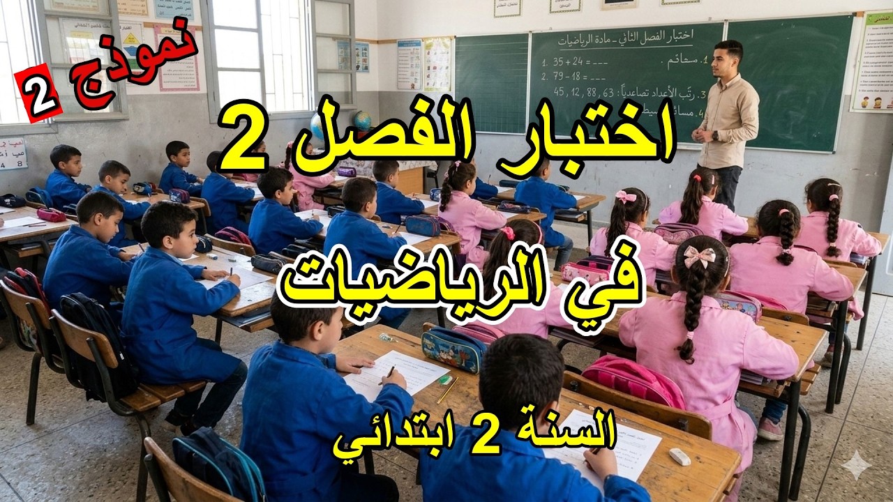 اختبار الفصل 2 في الرّياضيات للسنة 2 ابتدائي