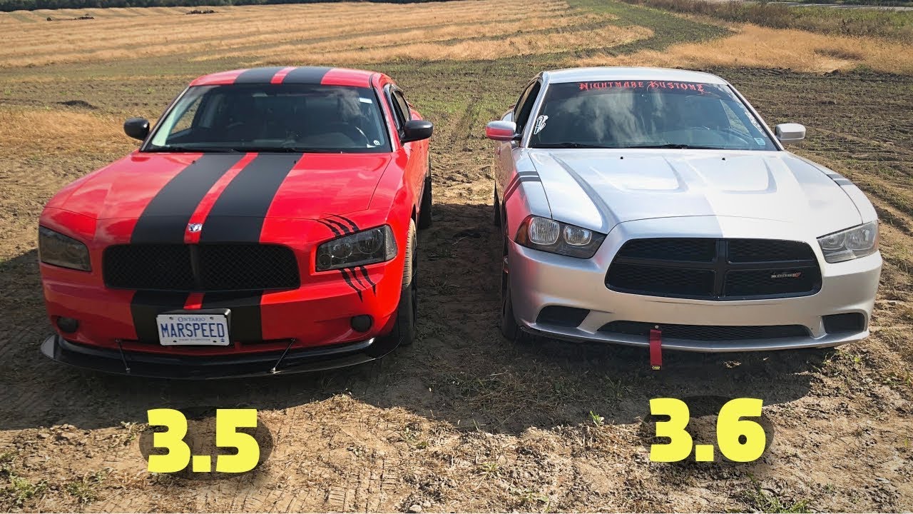 Dodge Charger Flowmaster Super 10 Rev Battle + Pulls - 2012 3.6L vs. 2009 3.5L (V6s)