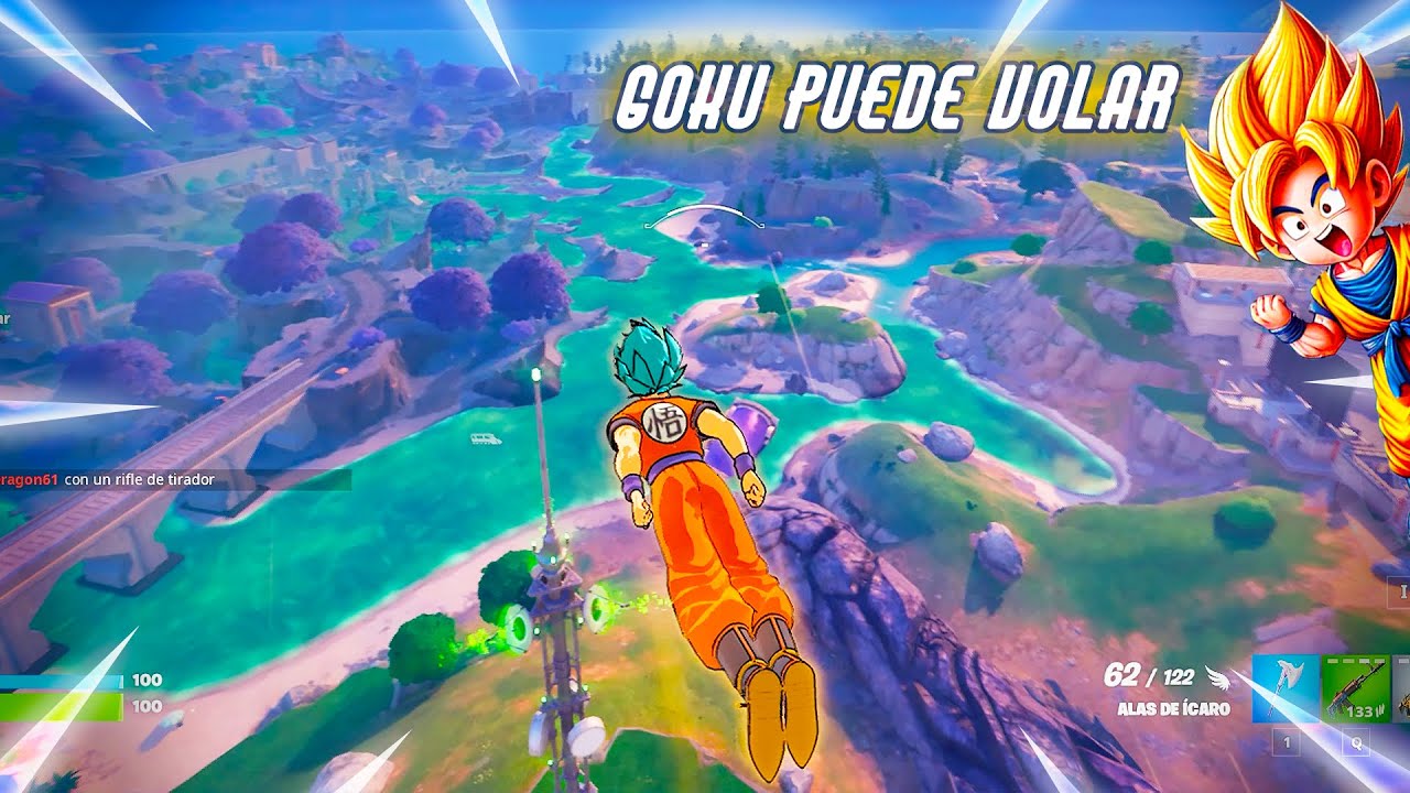 Goku activa su ki para volar en Fortnite 😎 | xDariel