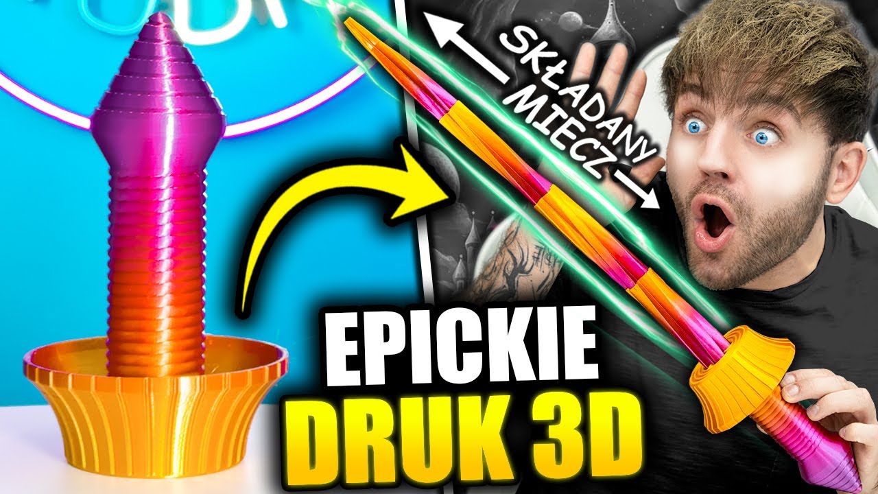 Zrobiłem EPICKIE GADŻETY na DRUKARCE 3D! *rozkładany miecz*