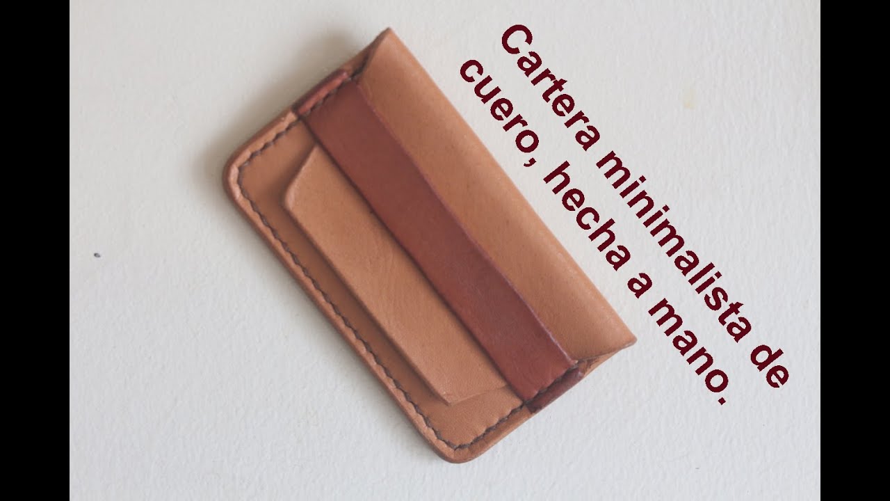 Cartera minimalista de cuero, hecha a mano.