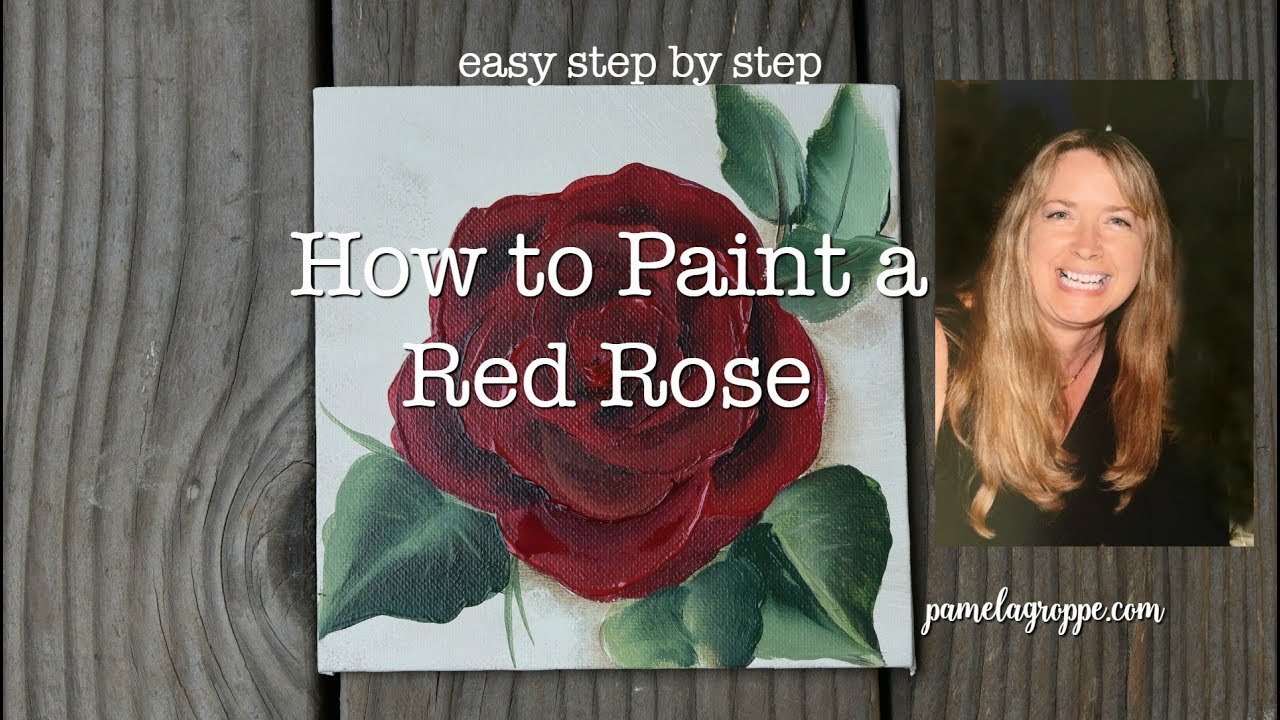 easy How to Paint a Red Rose one stroke in acrylics