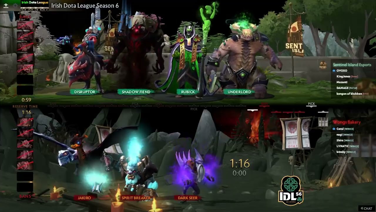Irish Dota League S6 🇮🇪 Division 1 🔴 Sentinel Island vs Wong's Bakery