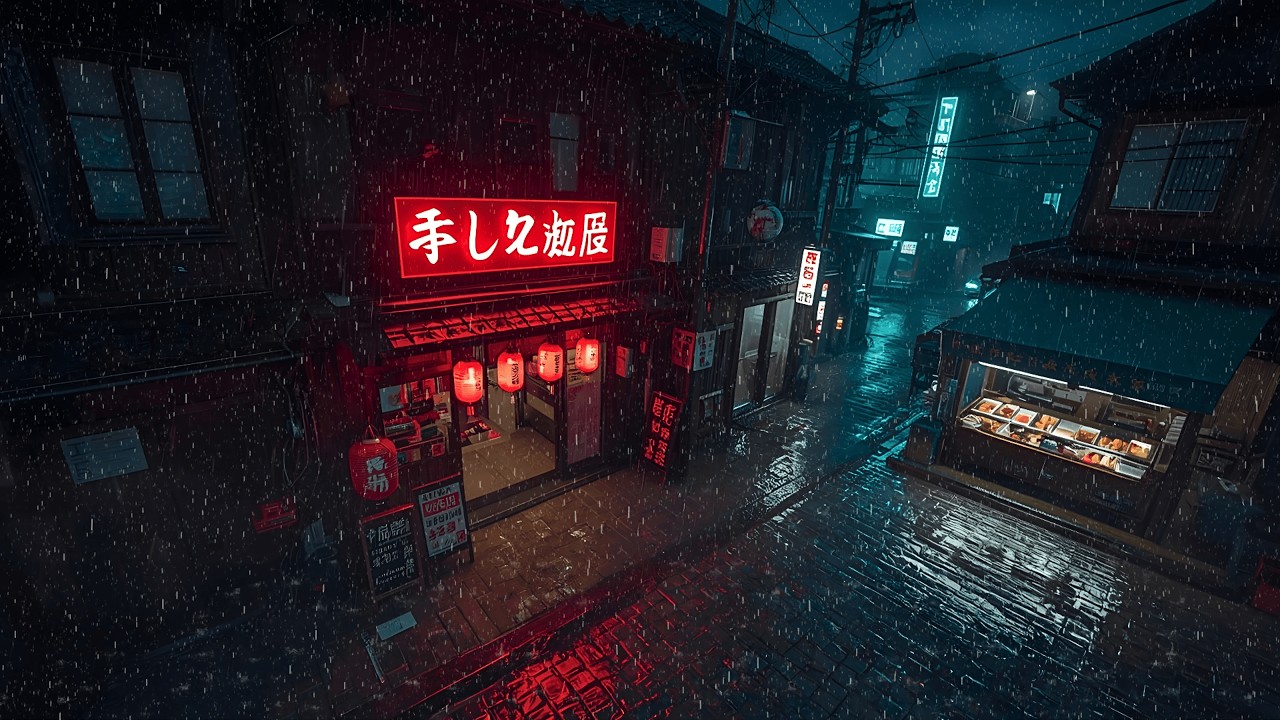 Quiet Night Street on Tokyo Town 🌧️ Lofi Rain Rhythm for Relaxation & Sound Sleep