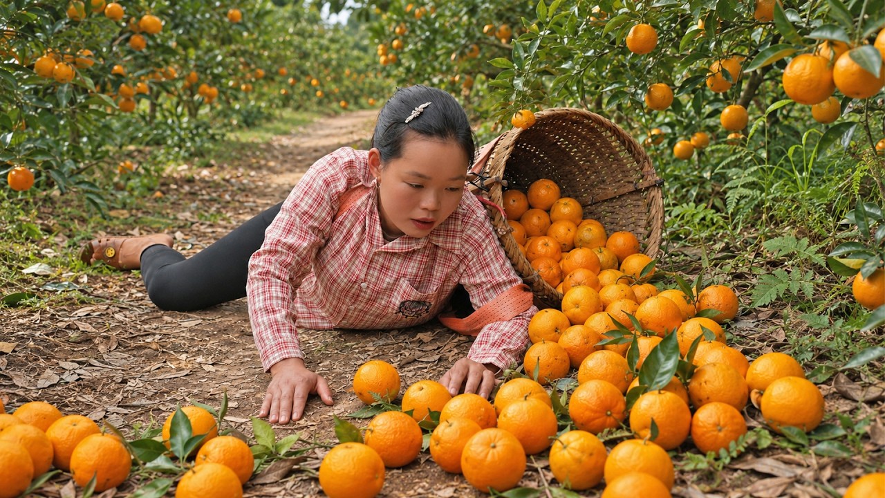 Harvesting Sweet Oranges To Sell At The Market And Support My Family | Trieu Mai Huong