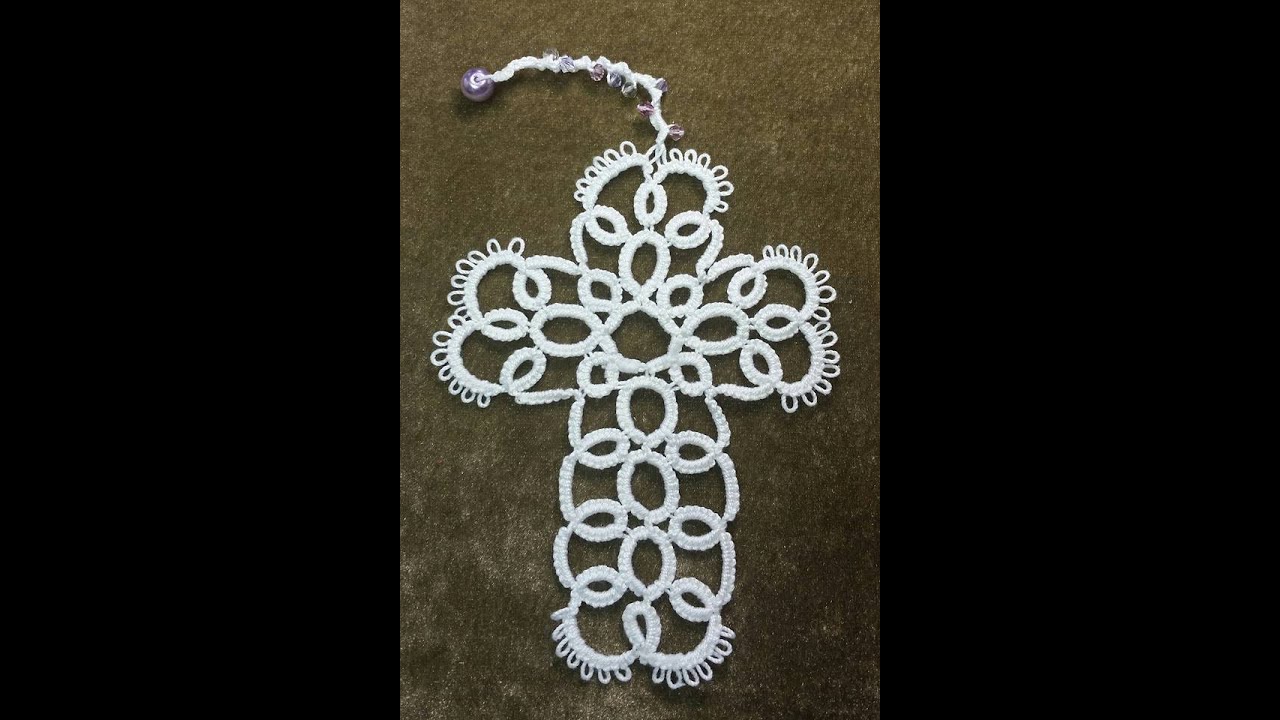 (Tutorial) Needle Tatted Cross Bookmark  DIY ( Video 4) PART 1