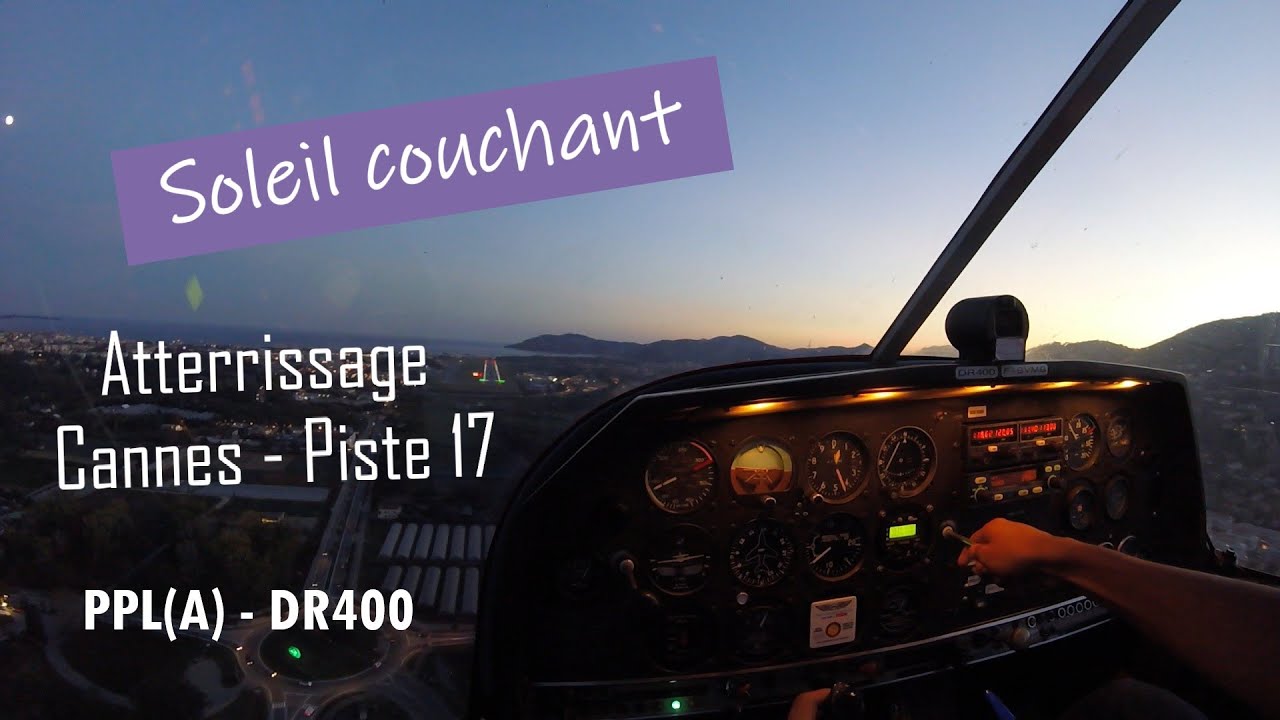 Soleil couchant / Atterrissage Cannes - Vol DR400 [LFMD]