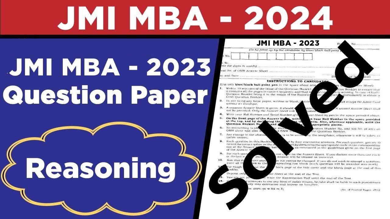 JMI MBA - 2023 QUESTION PAPER | JMI MBA PREVIOUS YEAR PAPER 2023 | REASONING |  CRACK JMI MBA 2024