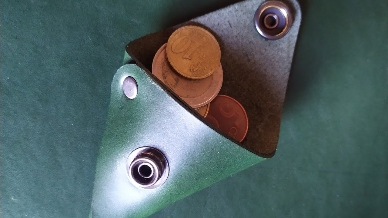 como hacer un monedero de cuero 🥧triangular🗼 hecho a mano sencillo