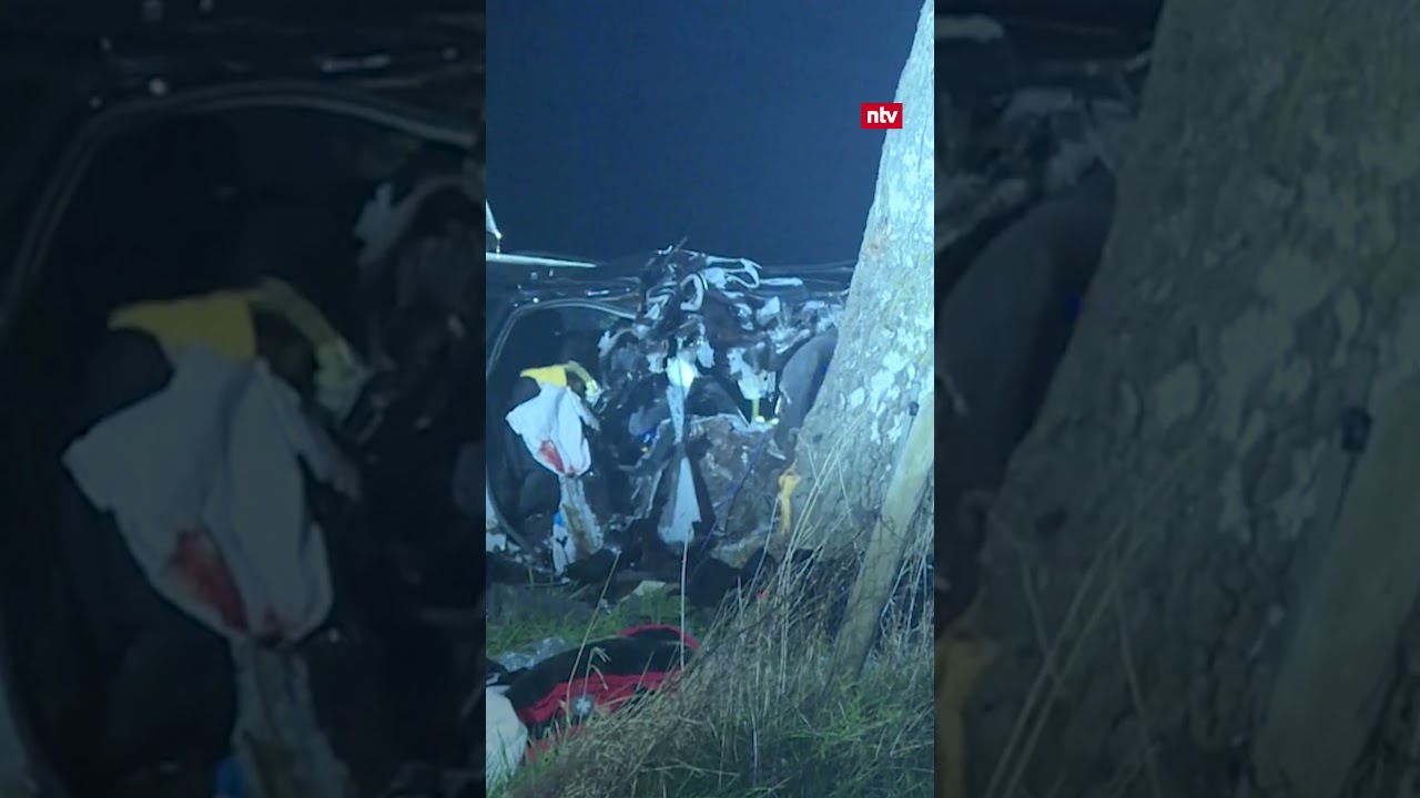 Horror-Crash in Niedersachsen: Auto prallt frontal gegen Baum | #ntv #shorts #autounfall