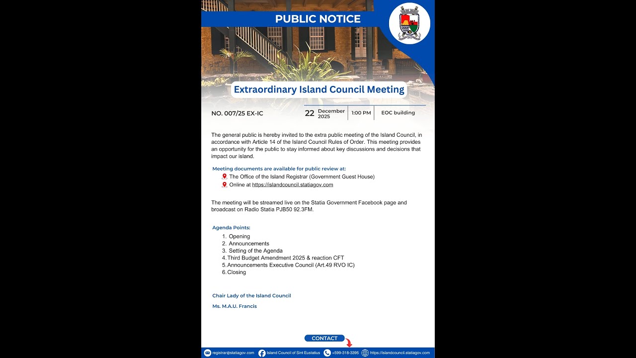 Extraordinary Island Council meeting 22 December 2025