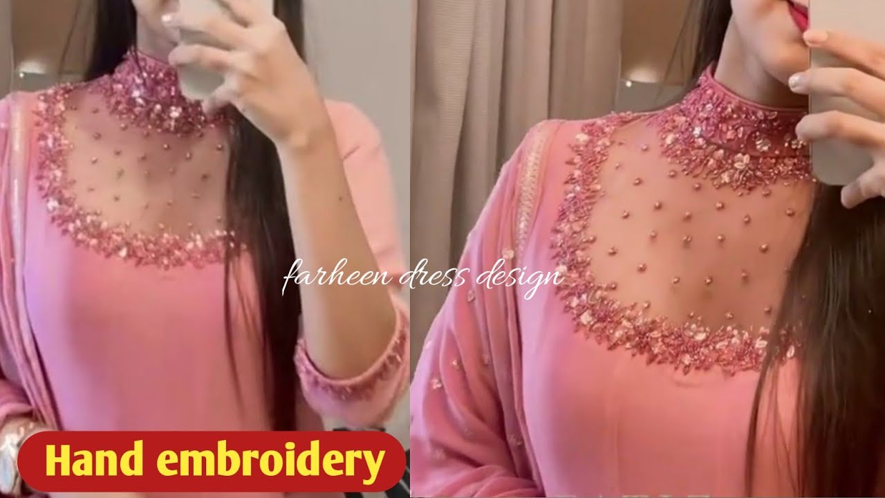 Stone work outfit ✨Kurti collar neck cutting and stitching/Round collar neck design
