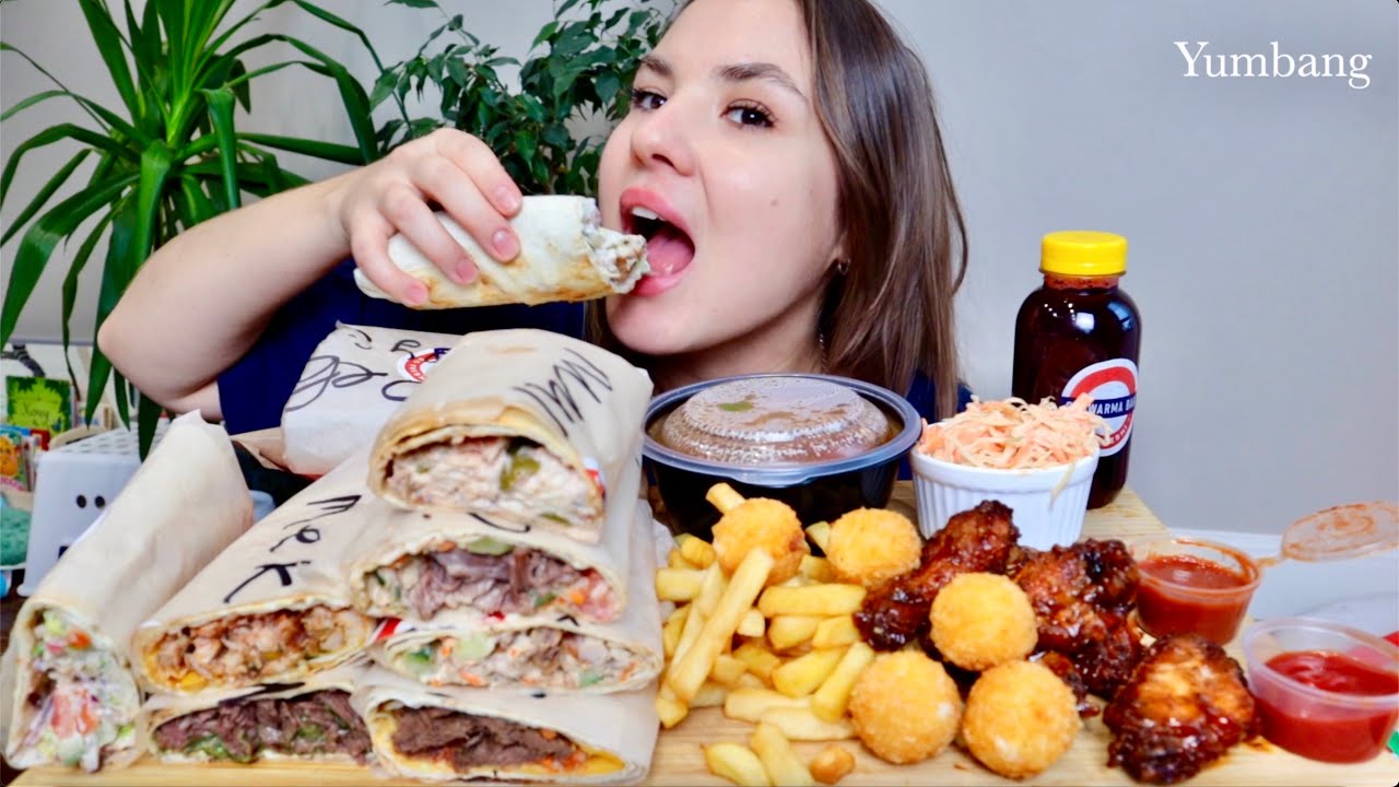 МУКБАНГ изменяет муж? ГОРА ШАУРМЫ ОТ SHAWARMA BAR mukbang kebab