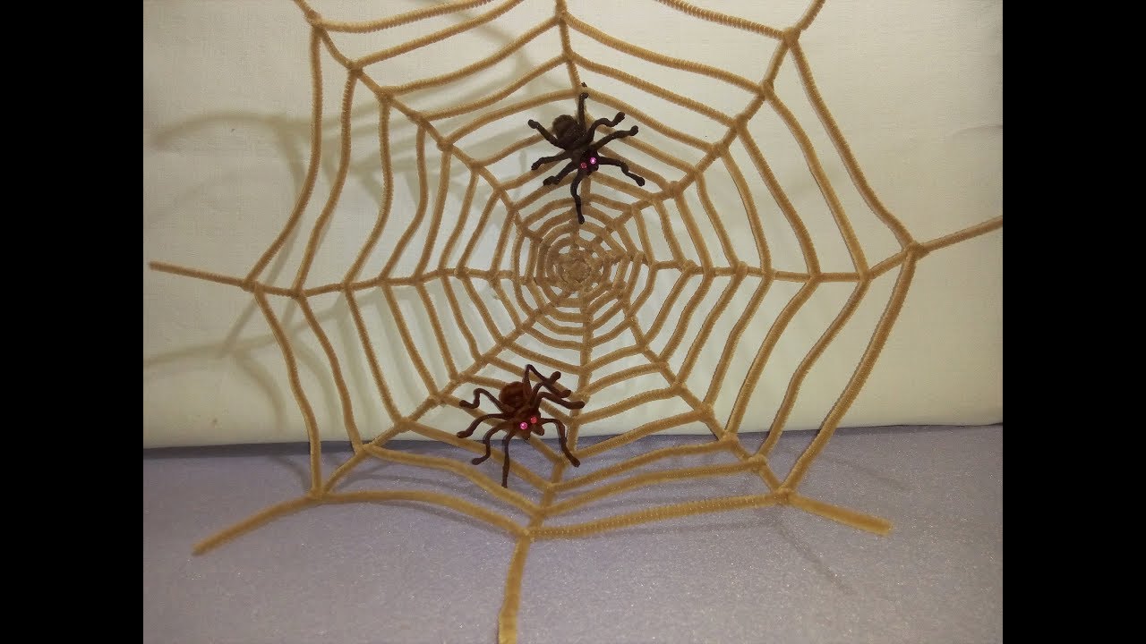 🕸como hacer una telaraña + araña🕷 con  limpiapipas/decoración halloween