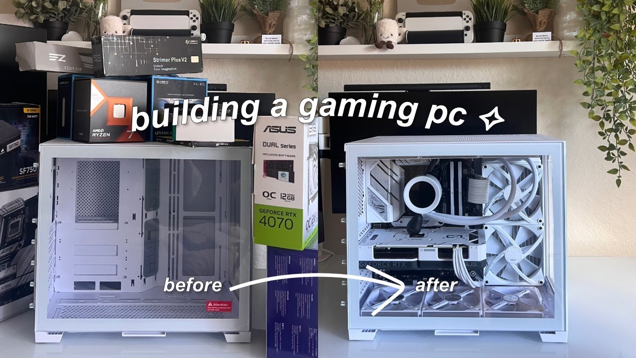 building my first gaming pc °࿐ | aesthetic white build ||  lian li o11 snow mini ☁️