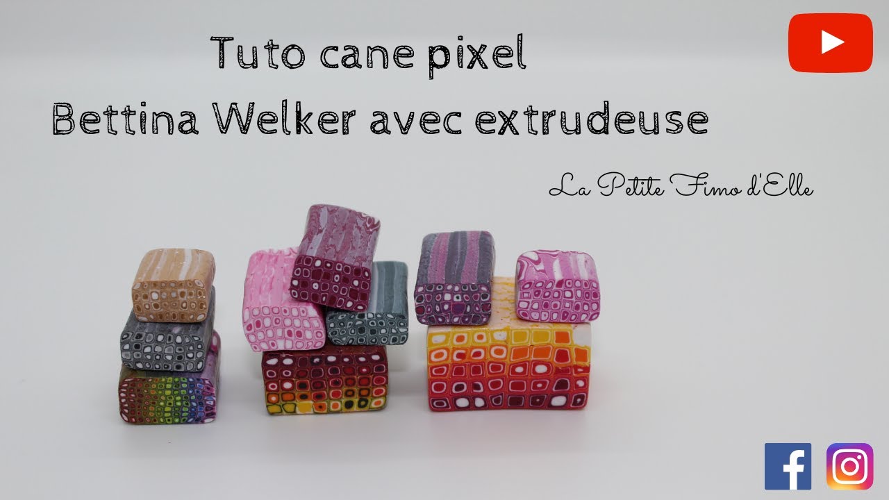 Cane pixel Bettina Welker Avec extrudeuse - La Petite Fimo d'Elle
