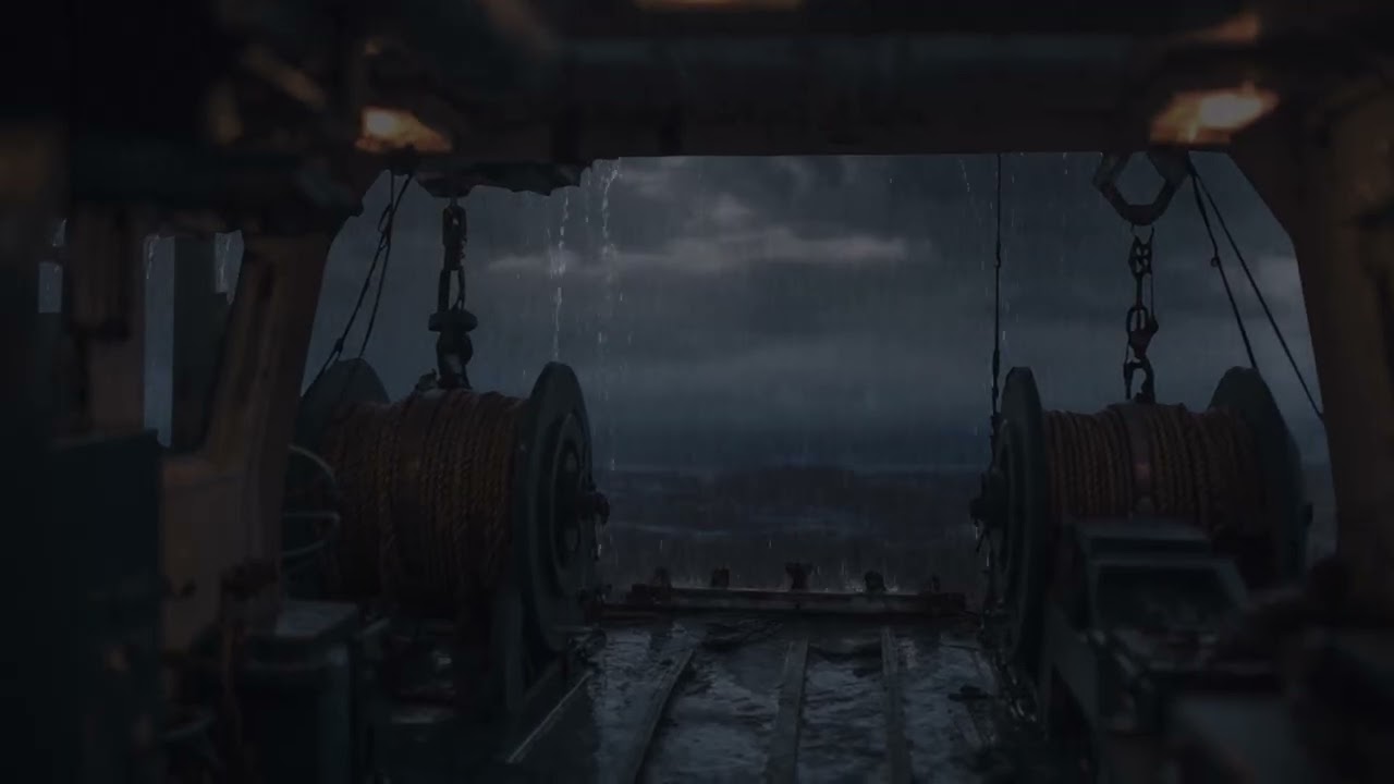 Night Ocean Waves Behind an Old Fishing Boat | Relaxing Sea Sounds for Deep Sleep & Stress Relief