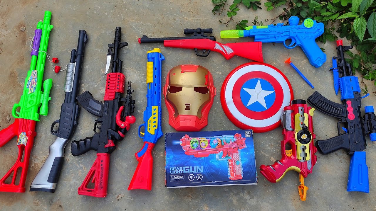Mencari Tembak Tembakan AK47, Spiderman Gun, Blaster Gun,Nerf Gun,Kapten Amerika,Sniper,Avengers Gun