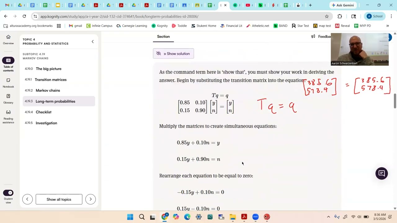 A & I 4.19.2- 4.19.3 Markov Chains and Long-Term Probabilities
