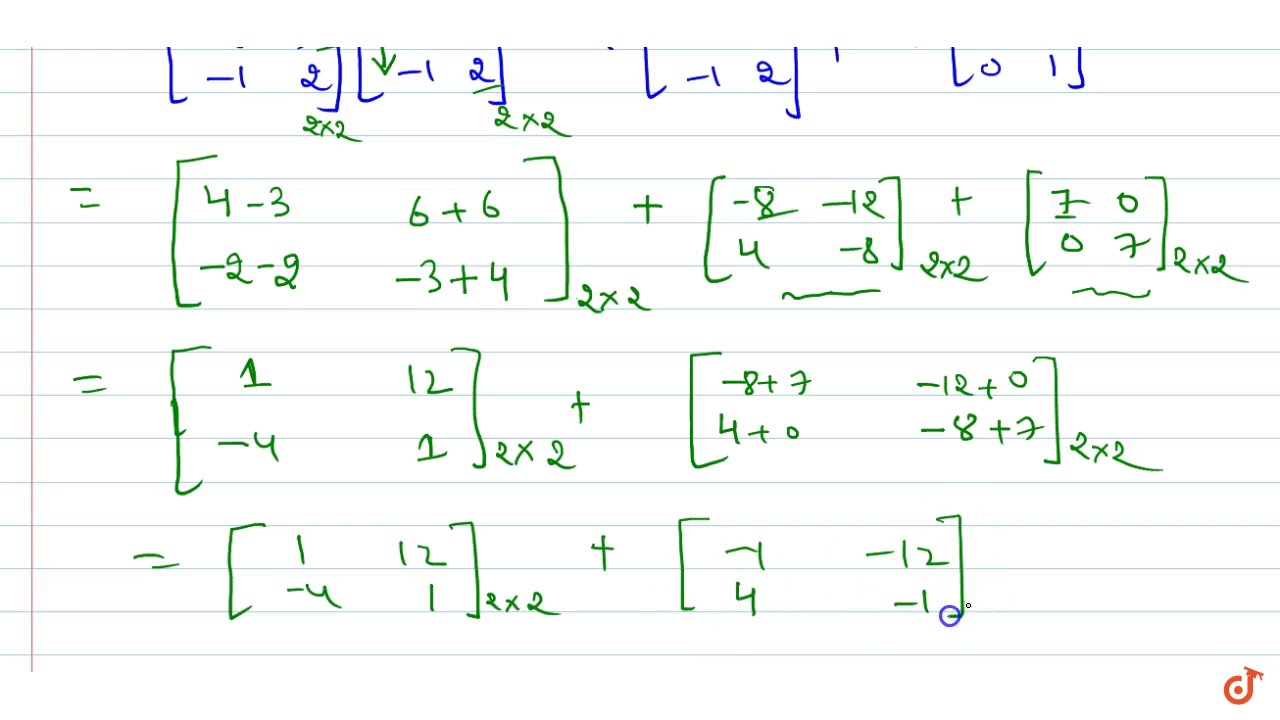 Let `A=[2 3-1 2]` and `f(x)=x^2-4x+7` . Show that `f(A)=O` . Use this result to find `A^5` .