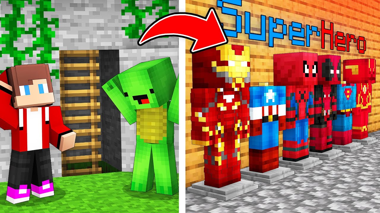 Mikey and JJ Built Secret Mountain Superhero Base in Minecraft (Maizen)