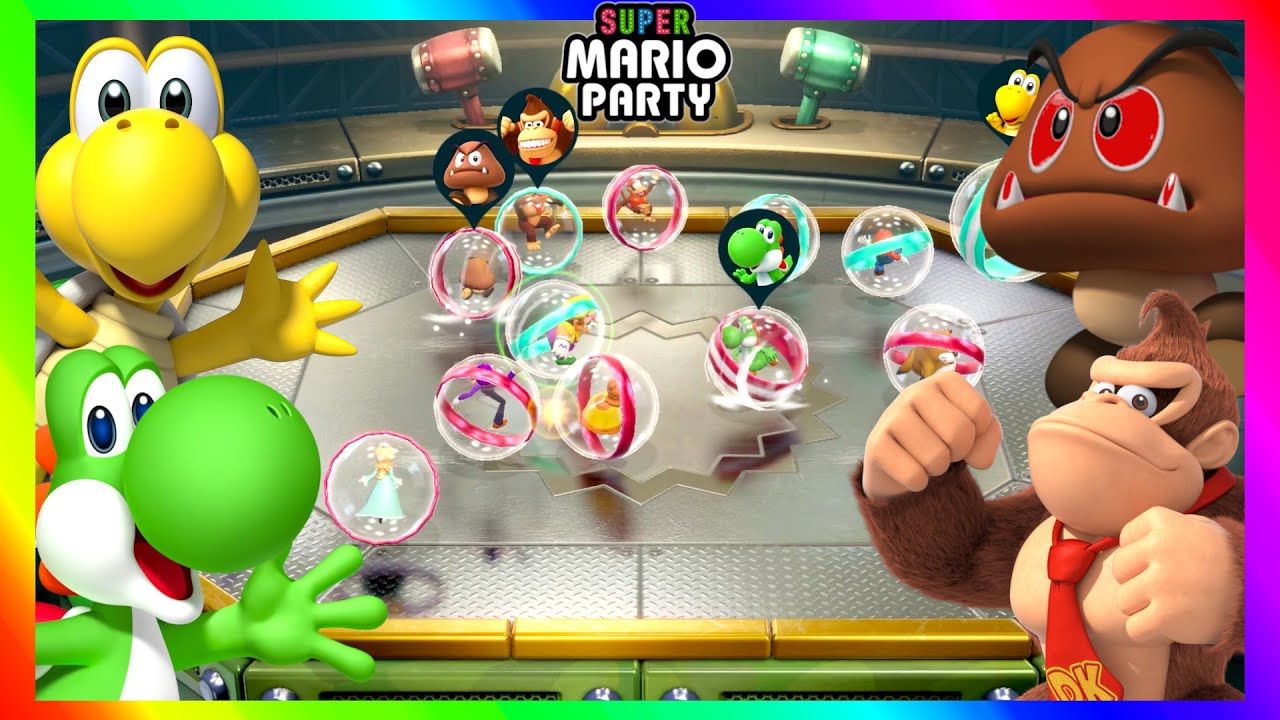 Super Mario Party Minigames #388 Yoshi vs Donkey kong vs Koopa troopa vs Goomba