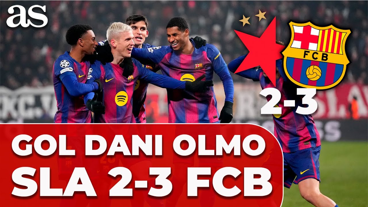 GOLAZO de DANI OLMO en el SLAVIA PRAGA VS BARCELONA