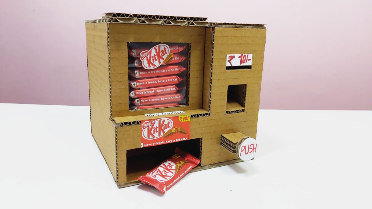 How to Make Coin operated Kitkat Vending Machine with Hydraulic System ( No DC Motor )