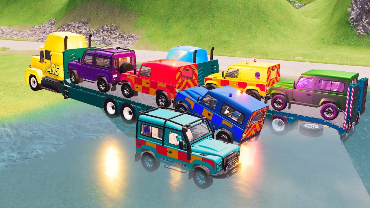 Flatbed McQueen | Transportation with Truck - Police Car vs Impossible Terrain #8