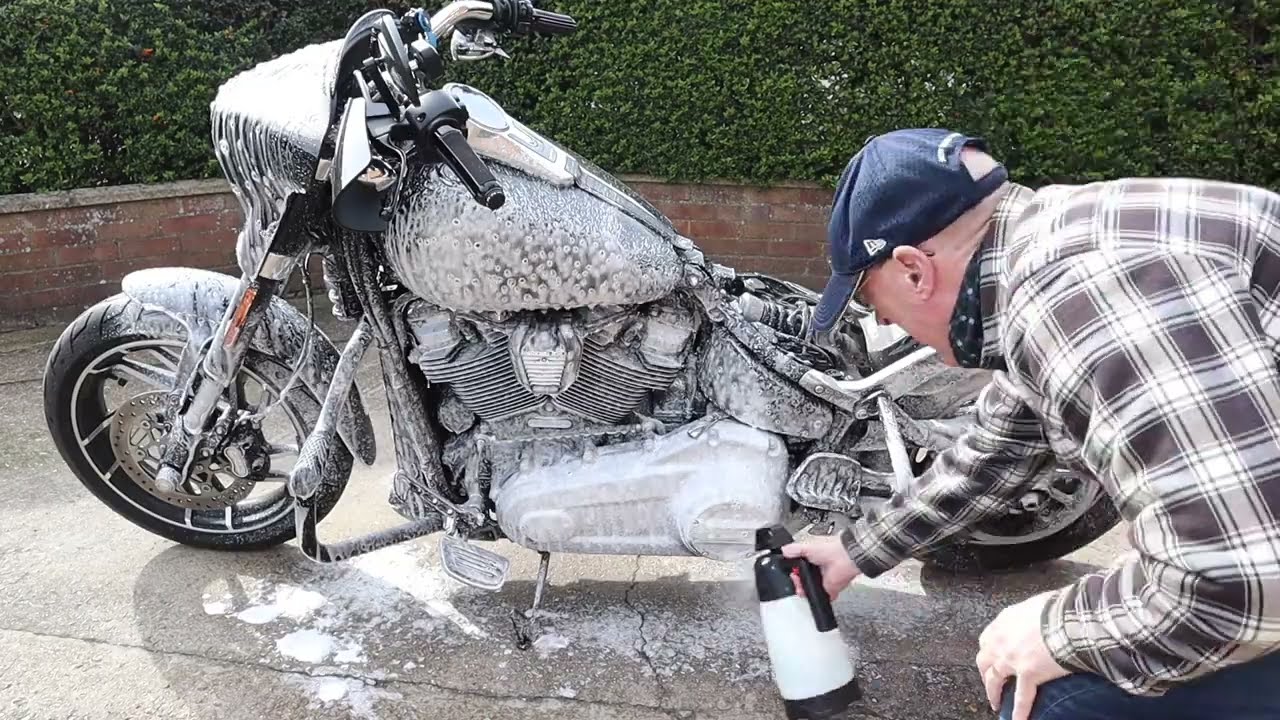 Washing your motorcycle without scratching it.