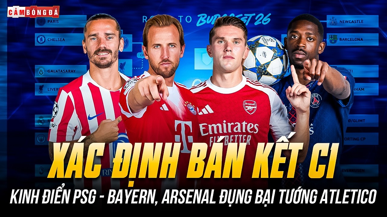 B&Aacute;N KẾT CHAMPIONS LEAGUE: CK TRONG MƠ PSG - BAYERN, ARSENAL LẠI HUỶ DIỆT ATLETICO?