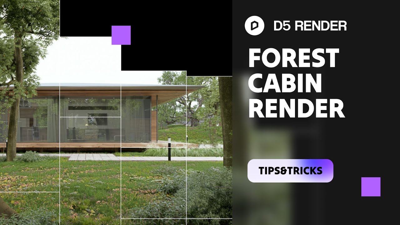 Pro tips to render a forest cabin in 5 minutes | Landscape scatter, cloudy sky, realistic lawn