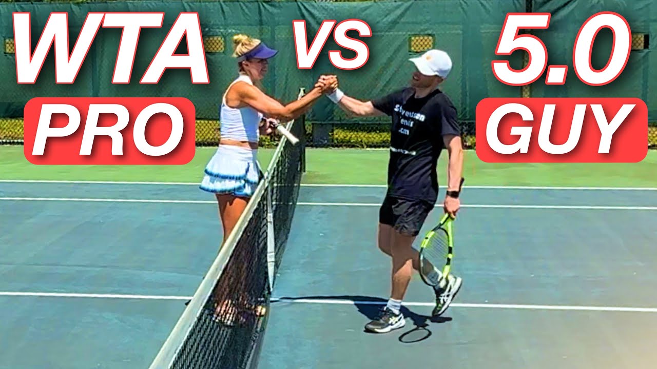 Женский профессиональный теннисист (807 WTA) против 8,99 UTR Guy (лучший результат в карьере — 12)