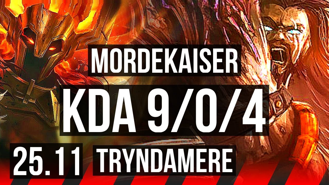 MORDEKAISER vs TRYNDAMERE (TOP) | 9/0/4, 6 solo kills, Legendary | KR Diamond | 25.11