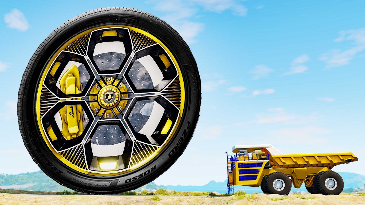 Gigantic Wheel Crushes Cars #3 - Beamng drive