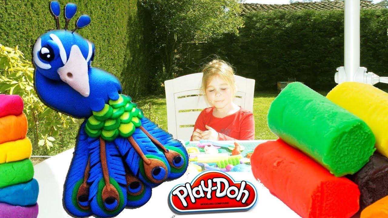 Confection d'un oiseau paon en pâte à modeler ! Play-Doh clay bird
