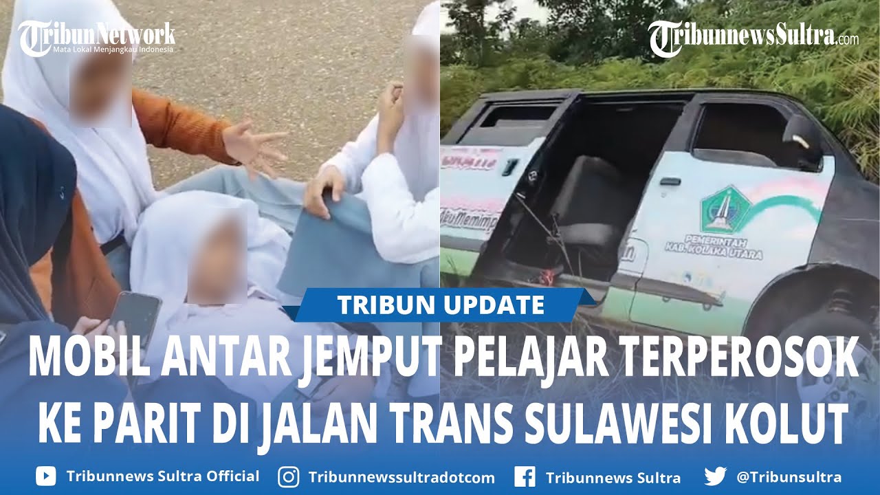 Mobil Dinas Pemdes Sulaho Angkut Siswa SMA Terperosok ke Parit di Jalan Trans Sulawesi Kolaka Utara