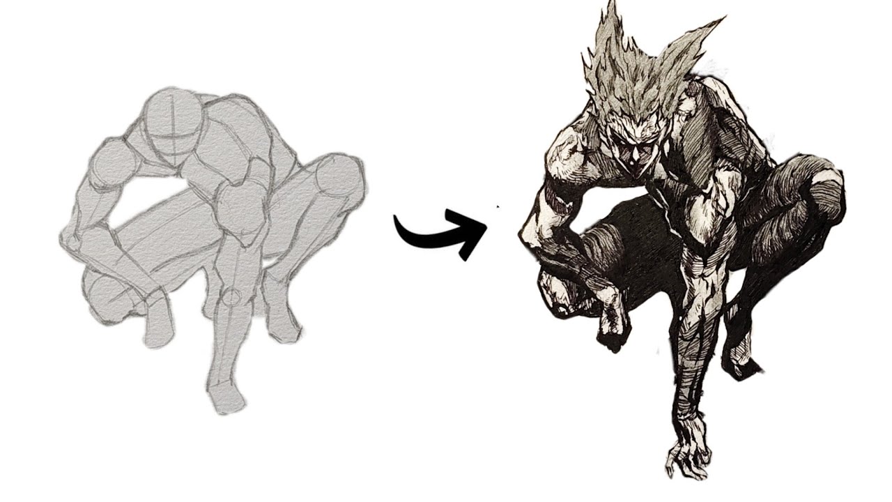 How to draw Garou from One Punch Man using Anatomy| easy step by step process 