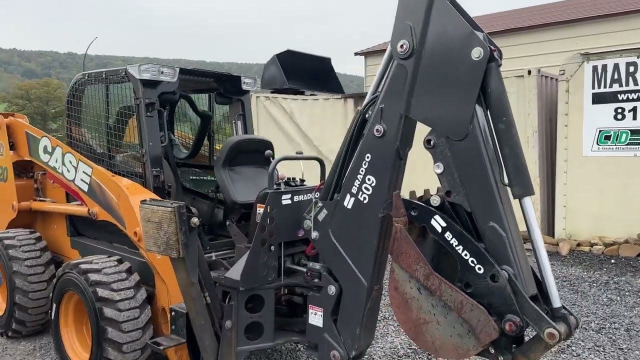 PART 2 2011 Case SR220 Rubber Tire Skid Steer Loader Bradco 509 Backhoe Attachment Cab Heat 82 HP