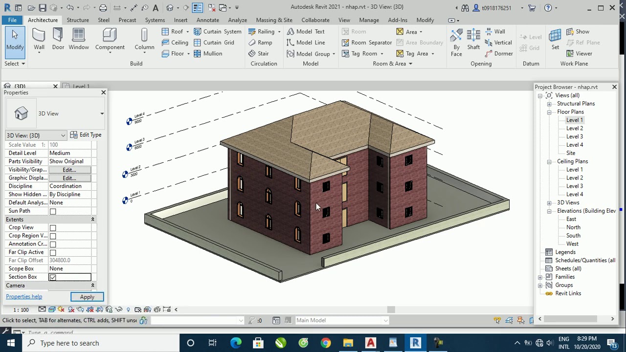 Hoc Revit 2021- Bài 3: Vẽ Cầu Thang, Tường, Nền Nhà, Bố Trí Nội Thất, Ghi Chú Phòng trong Revit