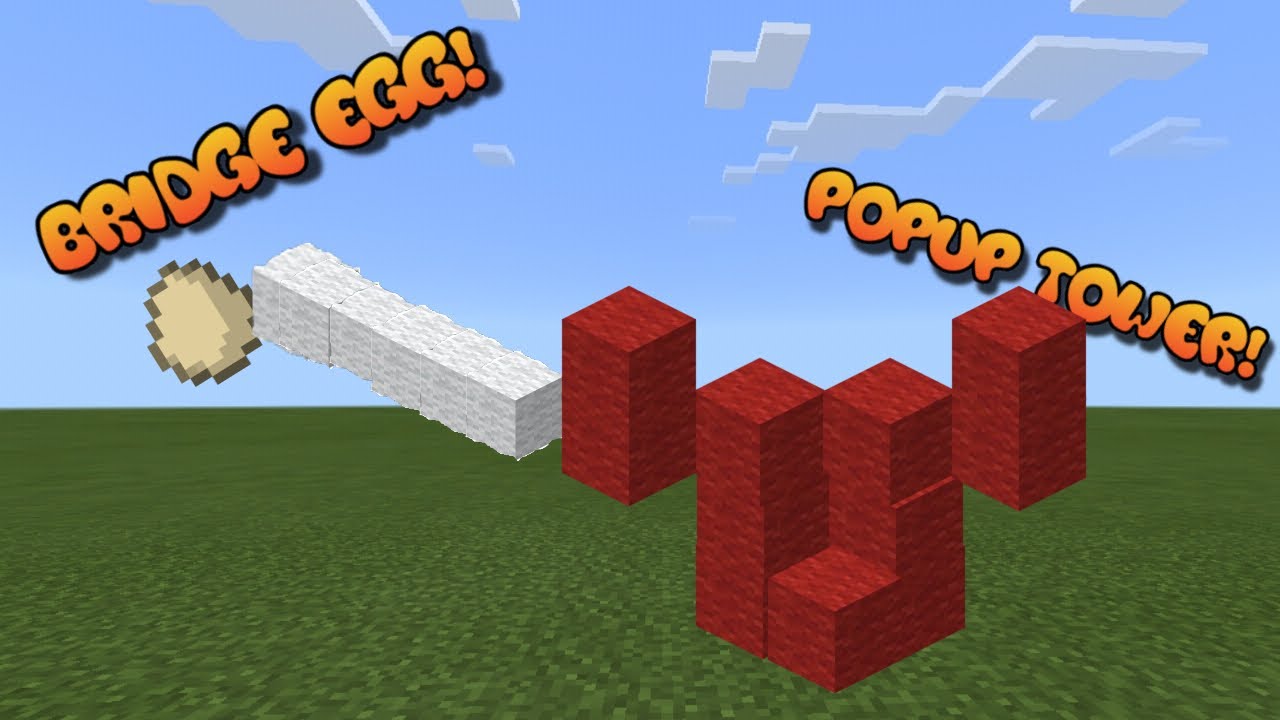 How to make a *BRIDGE EGG* and *POPUP TOWER* Using Commands on Minecraft: Bedrock Edition!