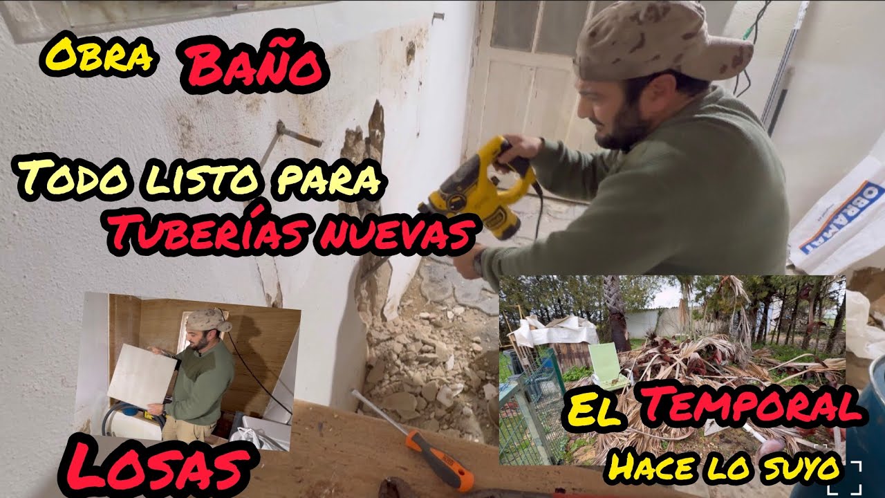 Obra BAÑO , Losas , TEMPORAL hace PUPA en la FINCA , todo listo para TUBERÍAS 