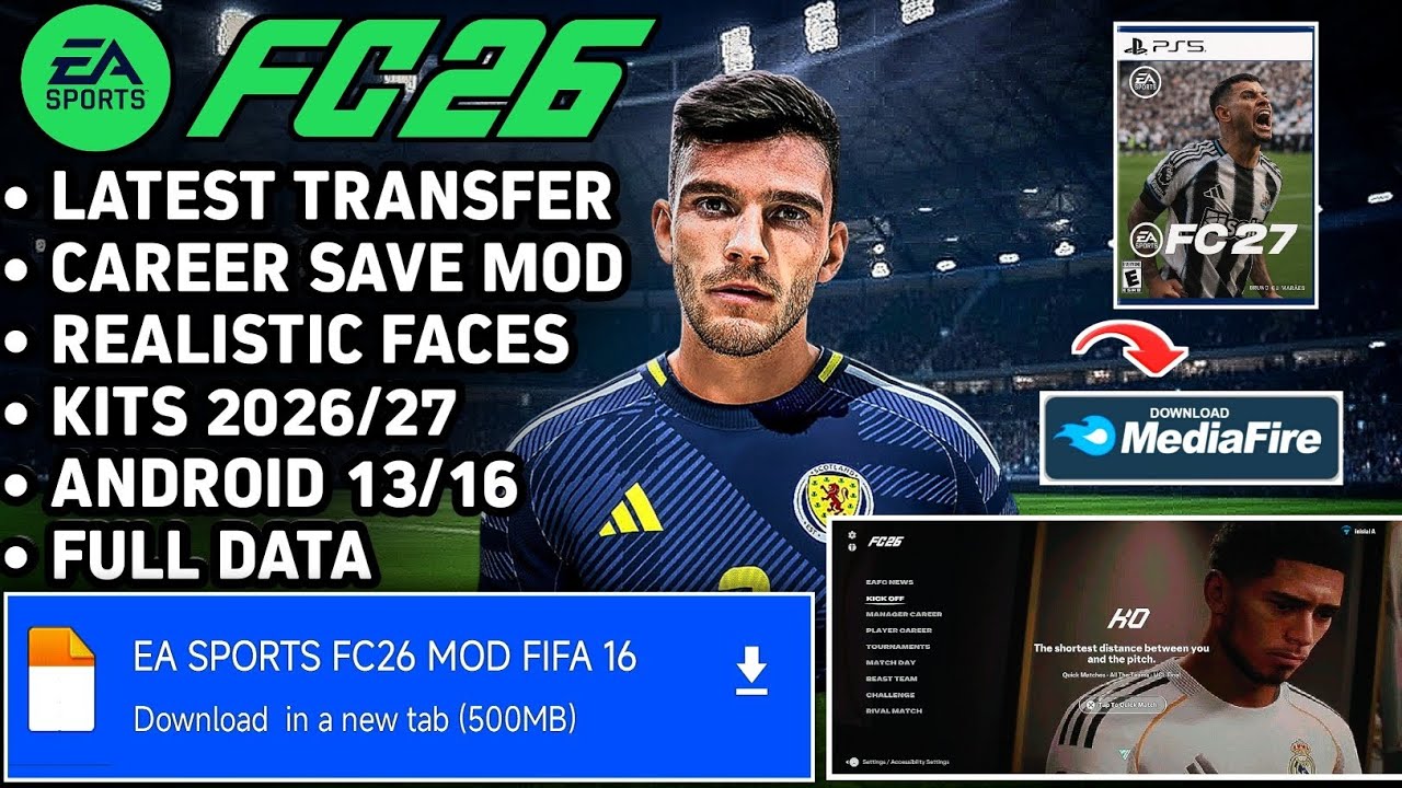 WORLD CUP QUALIFIERS EA SPORTS FC26 MOD FIFA 16 MOBILE FIFA 16 MOD FC26 APK OBB DATA REALISTIC GRAPH