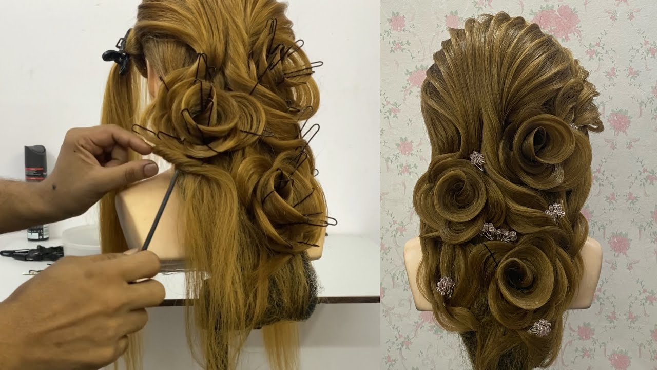 Russian roses mermaid hairstyle for engagement look | Traditional hair style girl for Wedding