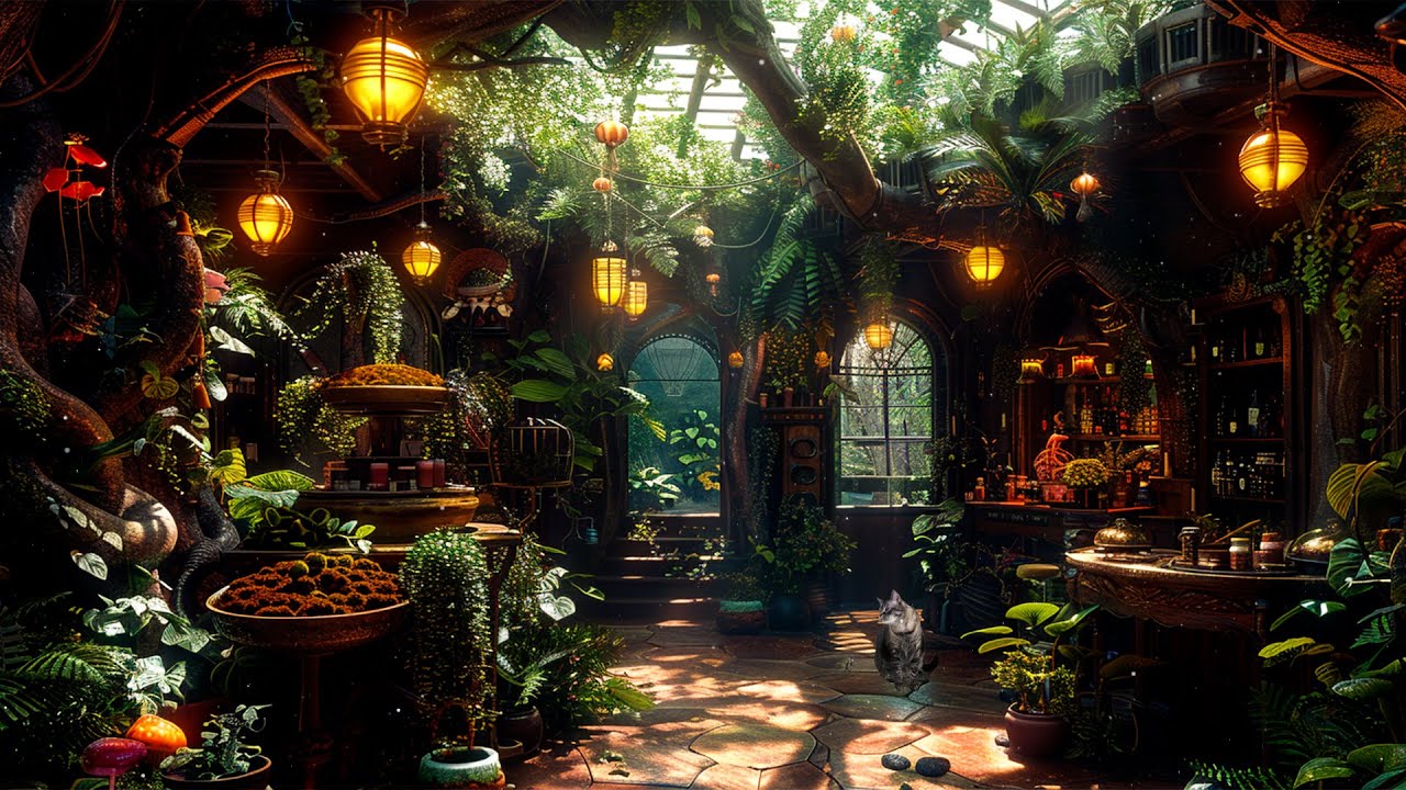 Enchanted Garden Restaurant Plant Shop 🌿Mystical Music to Relieve Stress,  Elevate Mood & Sleep Well