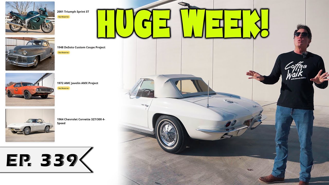 Coffee Walk | 1964 Corvette Convertible, 1972 AMC AMX, 2001 Triumph, and 1948 Desoto!