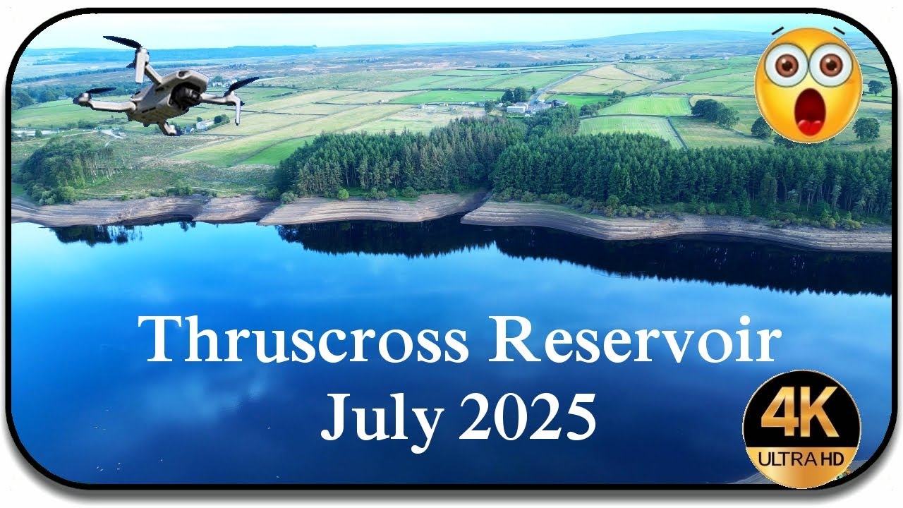 🕊👀 The stunning Thruscross reservoir very low  ... north yorkshire ... A birds eye view 🕊👀
