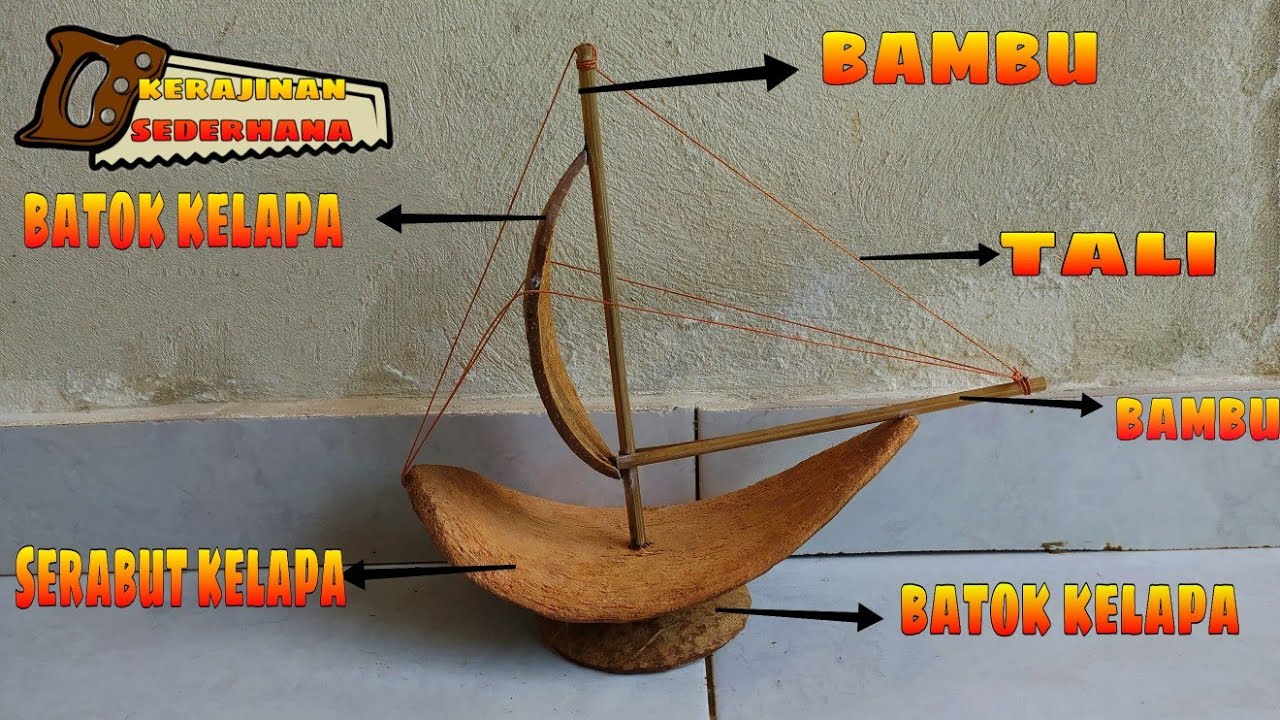 Kerajinan sederhana || cara membuat perahu dari serabut kelapa.. Dengan hasil yang lumayan